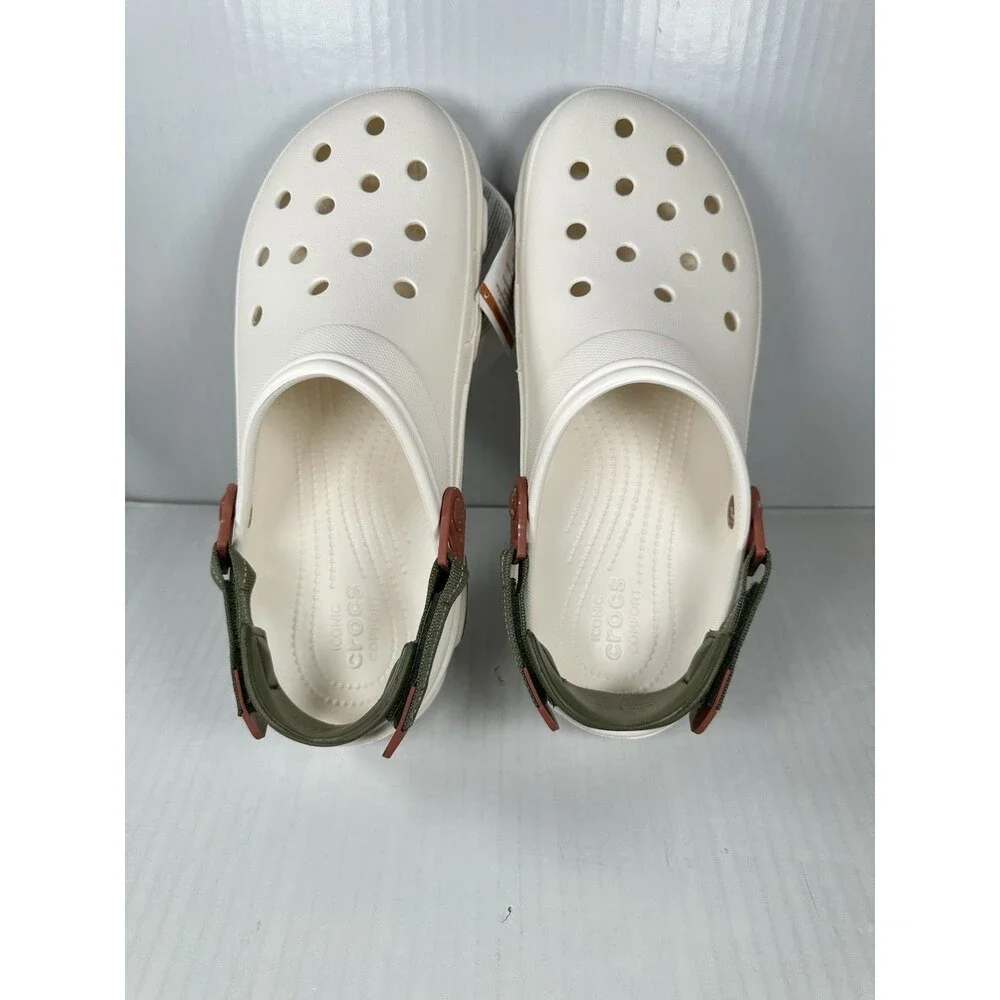Size 11 Crocs All Terrain Adjustable Clogs White Green Chalk 206340-0WV Mens NEW